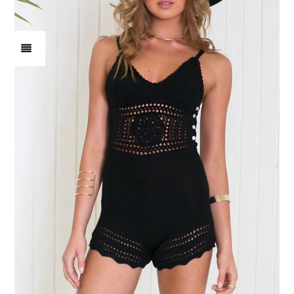 may & july Other - Black Crochet Romper